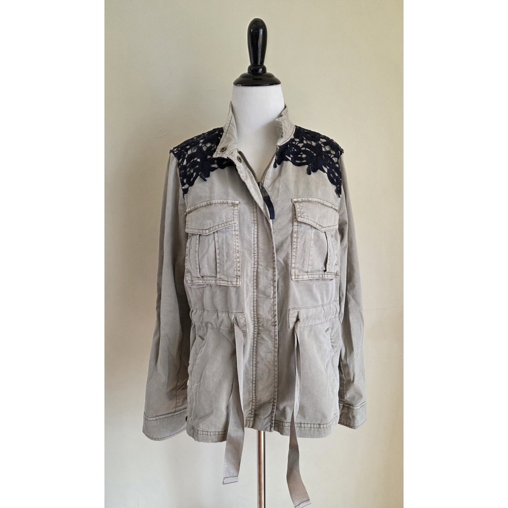 GAP Women's Size S Utility Jacket with Lace Zip Tie Waist Beige
